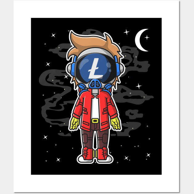 Hiphop Astronaut Litecoin Lite Coin LTC To The Moon Crypto Token Cryptocurrency Wallet Birthday Gift For Men Women Kids Wall Art by Thingking About